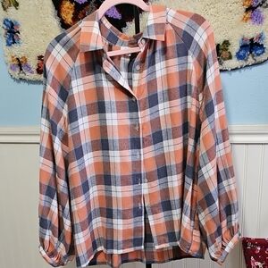 Plaid Button Down Shirt for Women